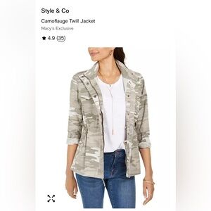 Style & Co. Gray Camouflage Utility Jacket - Size 0X equal to size 16-18